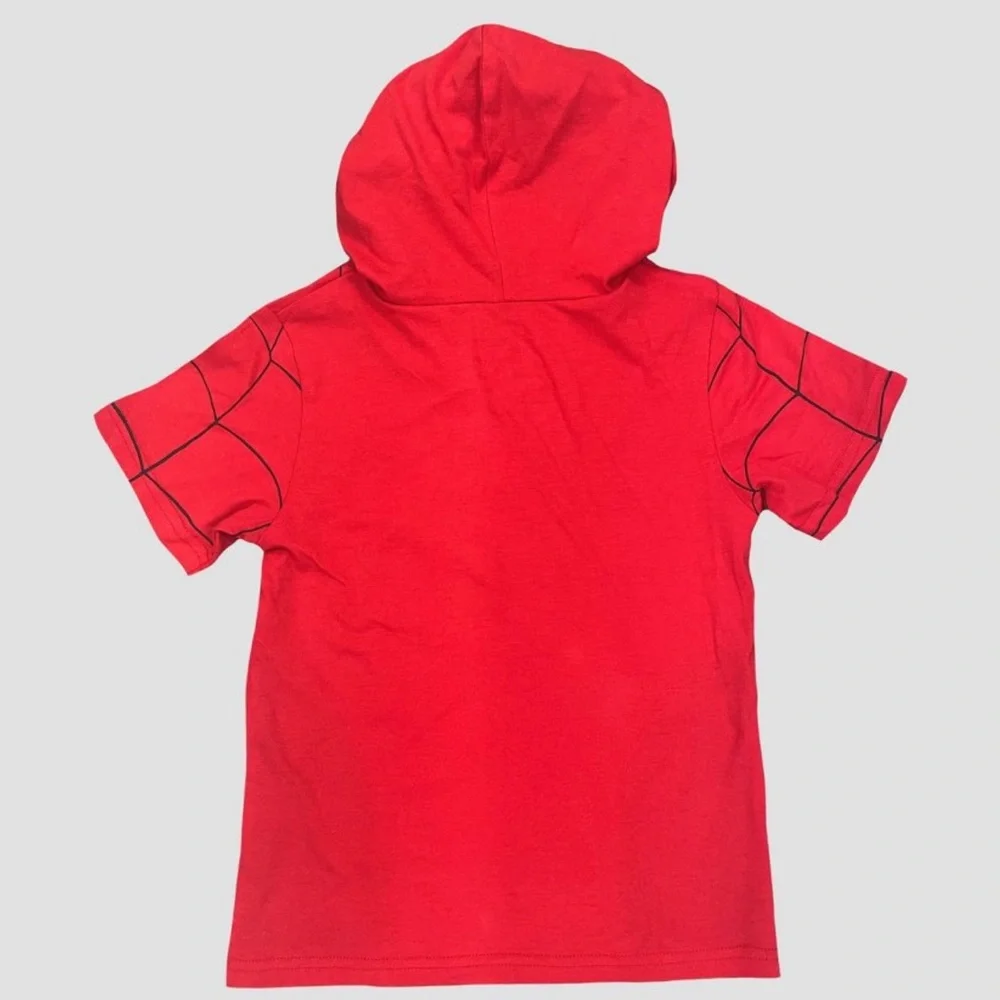 NWT - Boys Marvel Spider-Man Hooded Short Sleeve T-Shirt - Picture 2 of 2